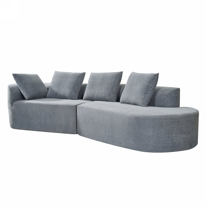 Boneless Modern Curved Sectional Sofa, Light Gray
