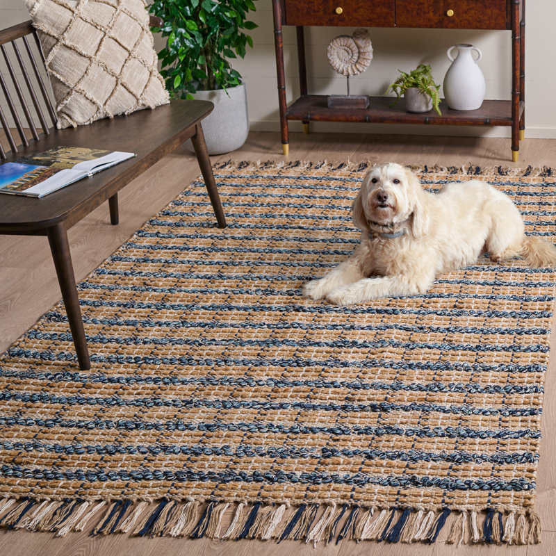 Tapis tissé à la main en coton 0,25 jute 0,15 Olympe, Rectangle 5 pi x 8 pi