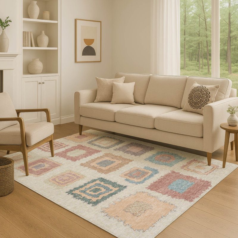 Tapis géométrique de qualité supérieure lavable à la machine Ariel, Rectangle 10 pi x 14 pi