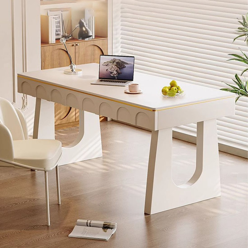 Bureau moderne et simple en pierre blanche, 29.53"H*55.12"W*23.62"D