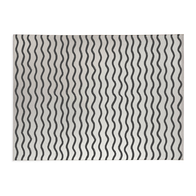 Tapis de bureau léger Wiggle Row, L 3 pi x L 2 pi, Ivoire, gris anthracite