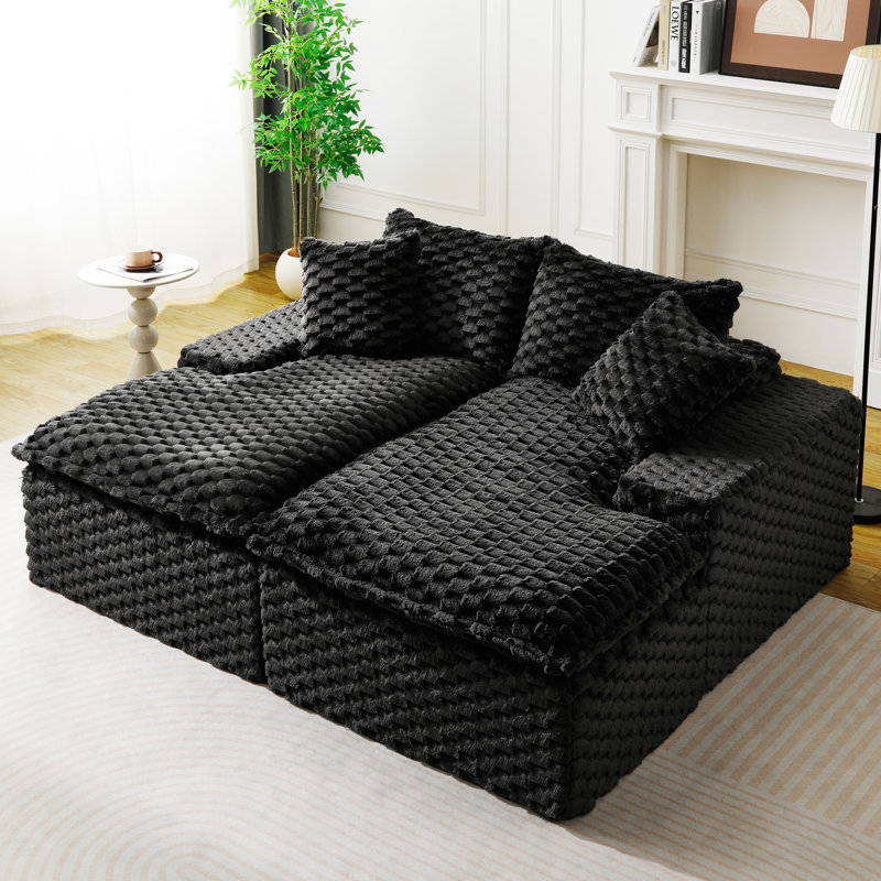 Chaise longue double en velours Turtle, Noir