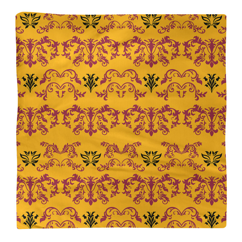 Damask Square Napkin, Red/Yellow/Black, Polyester, 22" W x 22" L