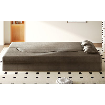 Canapé moderne avec 2 coussins, canapé-lit en velours côtelé et rembourré de mousse, matelas pliant simple de 15 po pour le salon, lit d'invité, salle de jeux, aucun assemblage requis