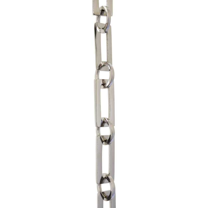 Lustre décoratif rectangulaire en forme de chaîne, Nickel poli