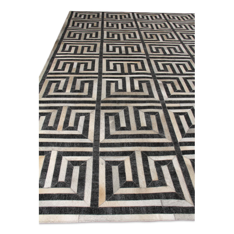 Berlin Geometric Area Rug in Charcoal/Ivory/Beige, Rectangle 13'6" x 17'6"