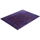 Overdyed Hand-Knotted Wool Modern-Contemporary Purple Area Rug 8' 1" x 10' 4"