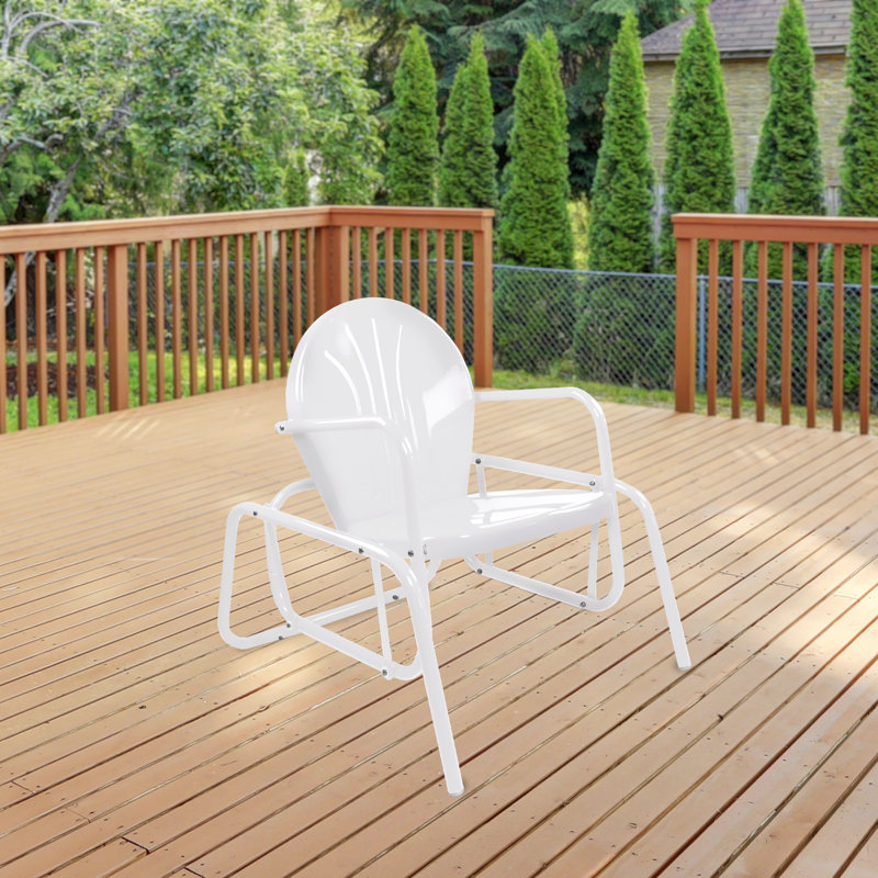 George Oliver Outdoor Retro Metal Tulip Glider Patio Chair Wayfair