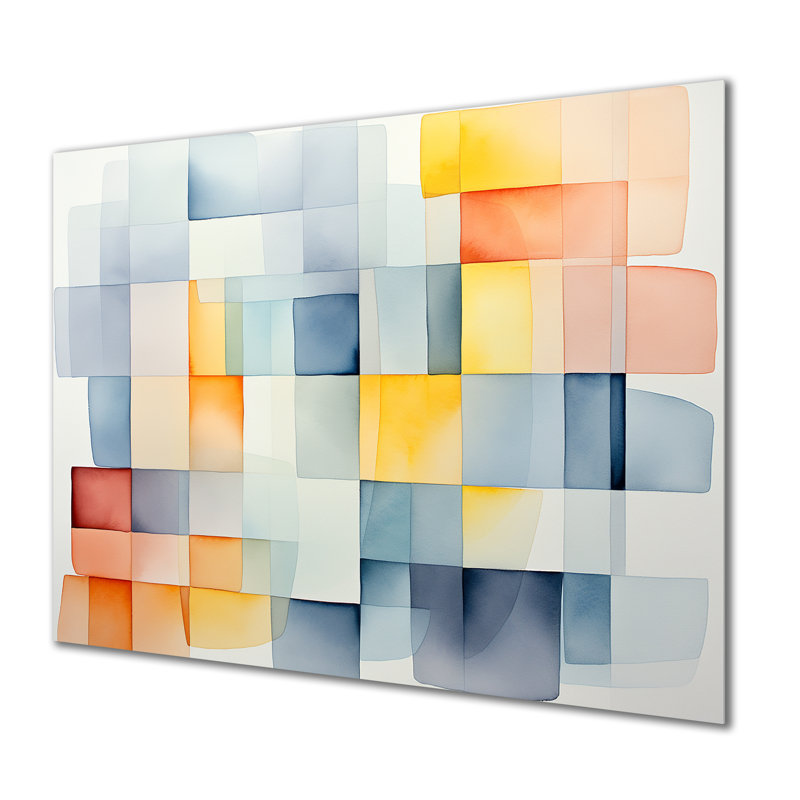 Multicolor Cubes Patterns V - Geometric Metal Wall Art, 30" H x 40" W x 1.5" D