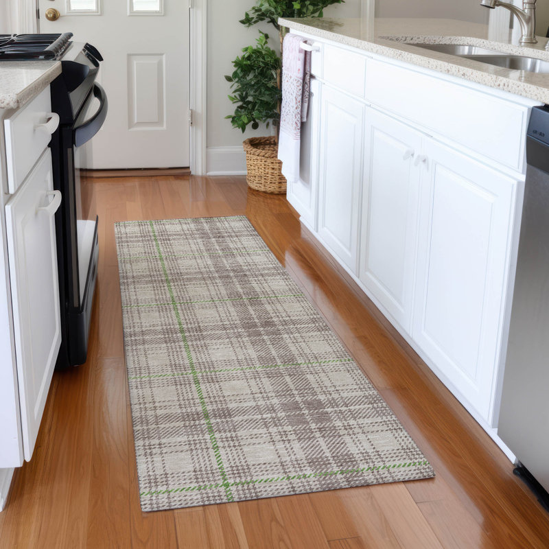 Premium Machine Washable Naglee AMF993 Plaid Rug, Runner 2'3" x 7'6"