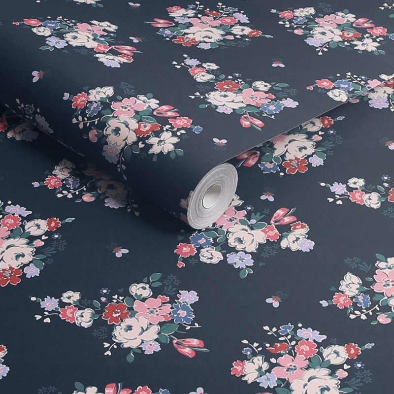 Cath Kidston Clifton Floral Wallpaper, Navy