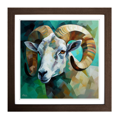 Ram Sheep Cubism No.1 1 Piece Single Picture Frame Wall Art