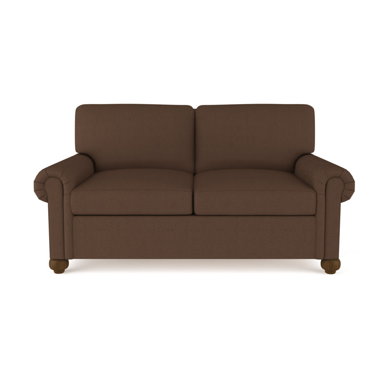 Causeuse Leroy, Tissu chocolat, H 36 po x l 60 po x P 49 po