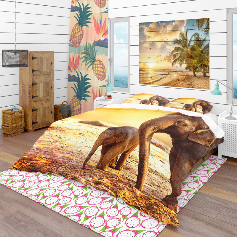Ensemble de housse de couette tropical, Housse de couette très grand + 2 taies décoratives