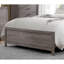 Chambre à coucher Lit double gris brunâtre avec similicuir-1672735190