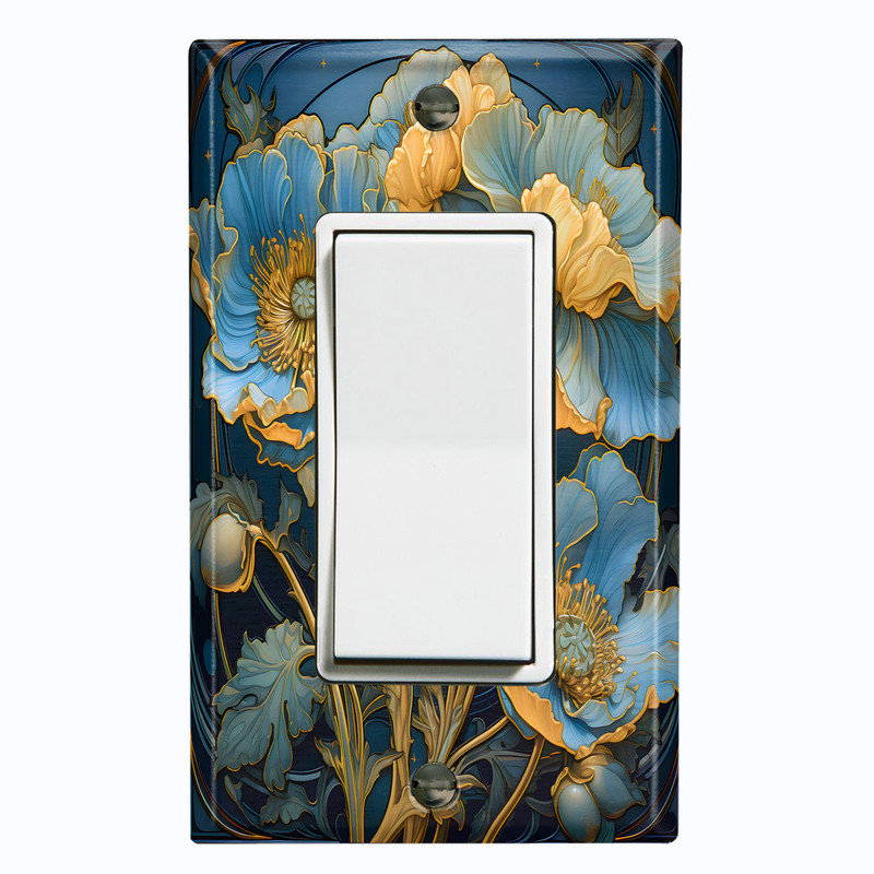 Couvercle de plaque d'interrupteur en métal; Format standard américain - motif floral rustique