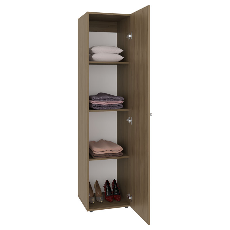 Armoire 1 porte Frisco 67 "avec miroir et rangement vertical Frisco, chêne naturel, Naturel