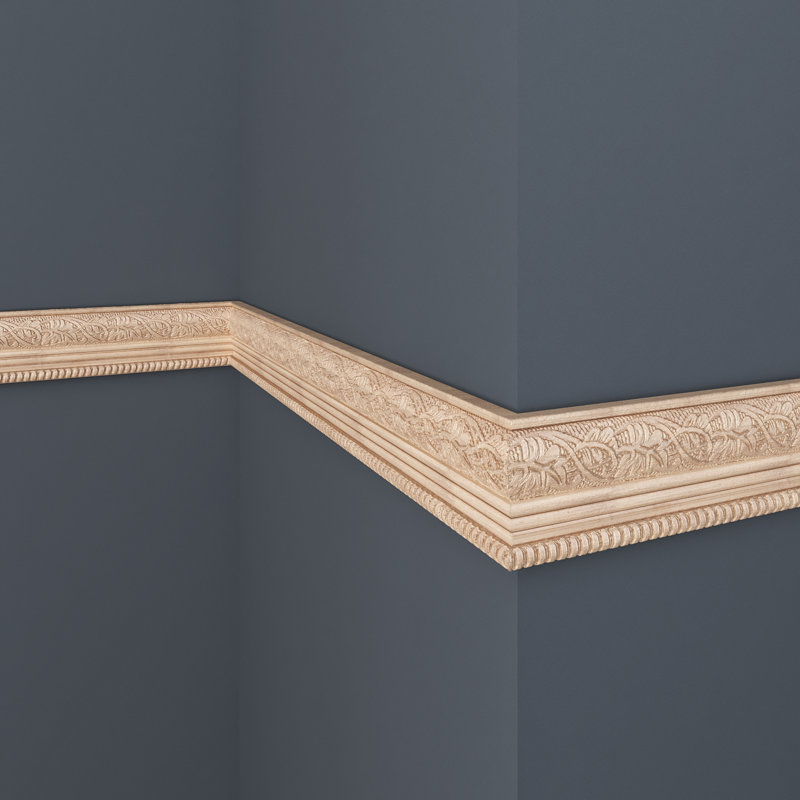 8-Foot Unfinished White Hardwood Embossed Chair Rail Moulding