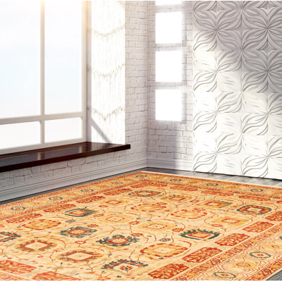 Tapis décoratif en laine noué à la main de conception unique 9 pi x 12 pi 5 po noué à la main New Age pake