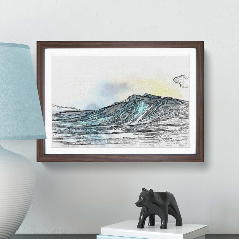 Wave View in Abstract - Picture Frame Graphic Art Print, 50cm H x 76cm W x 2cm D, Walnut