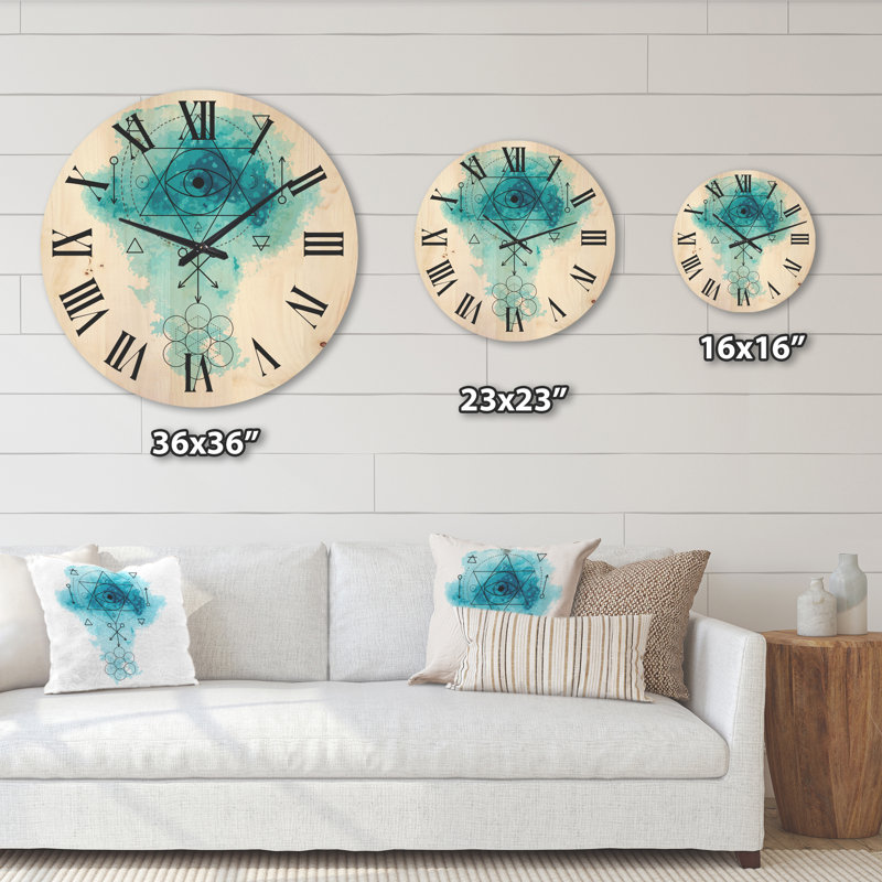 Symbole de l'alchimie et horloge murale en bois II, Grand