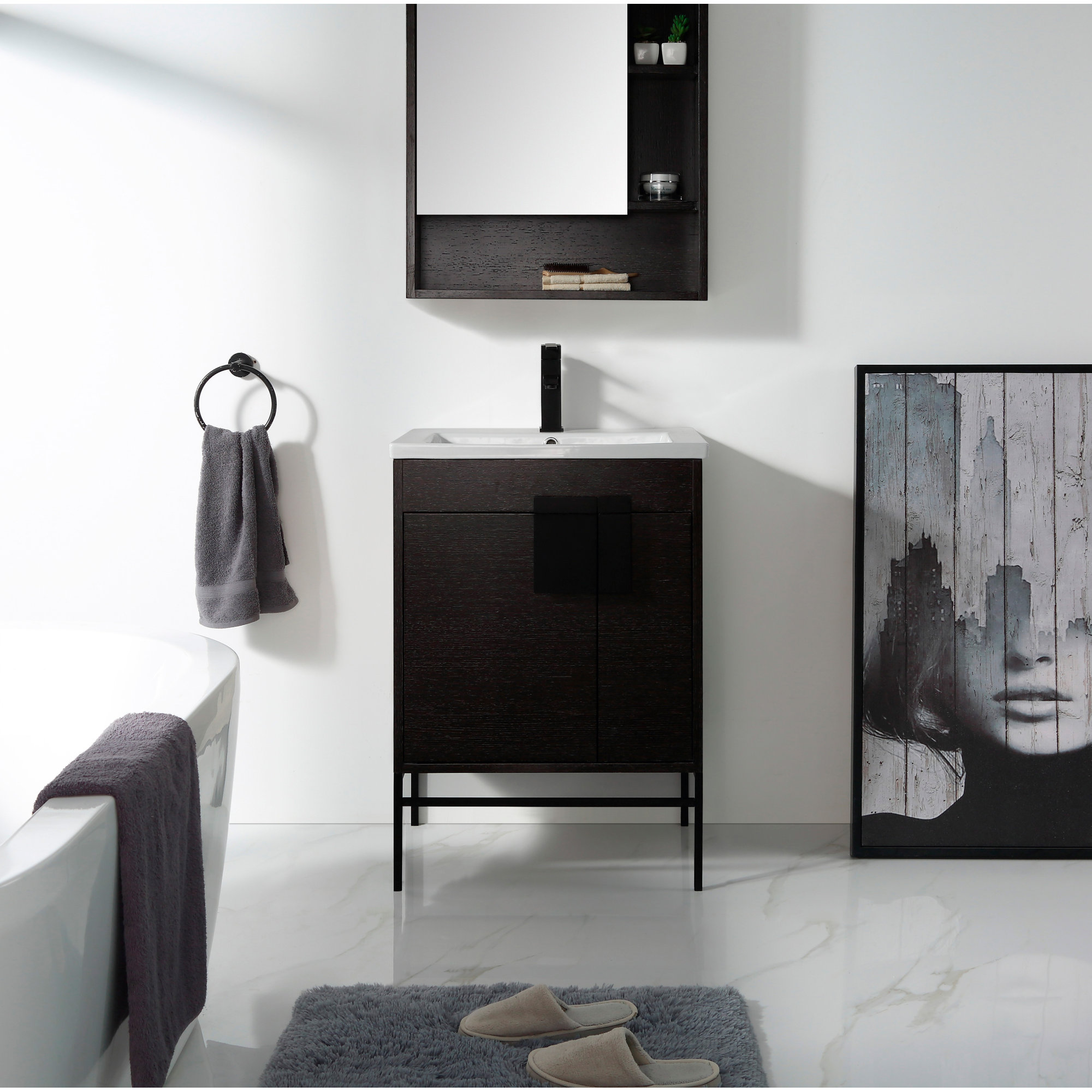 Maisie 24'' Single Bathroom Vanity, Black, Black Matte