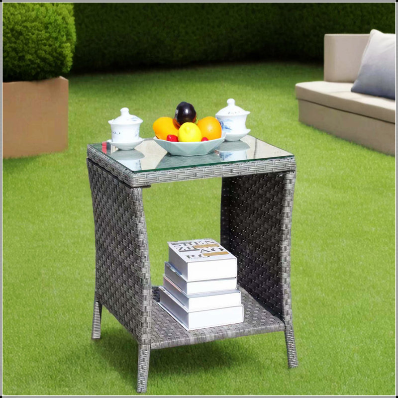 Table basse d'extérieur en verre trempé transparent, durable et élégante pour un usage extérieur