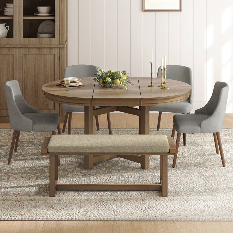 Caselli 6-Piece Versatile Solid Wood Frame Dining Sets, Gray