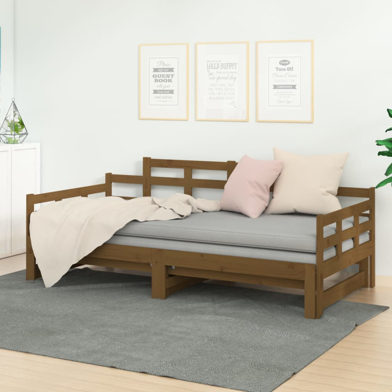Hydiea Pull-out Day Bed Solid Wood, Honey Brown, 90 x 190cm