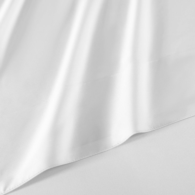Silken Sateen TENCEL Sheet Set, Twin Extra Long Sheet Set with 1 Pillowcase, White