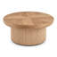 Bowe cannelé rond de 33,5 po avec plateau en bois véritable et base cylindrique, plateau de table épaissi, table basse Mid-Century moderne pour salon, petit espace-1673068347