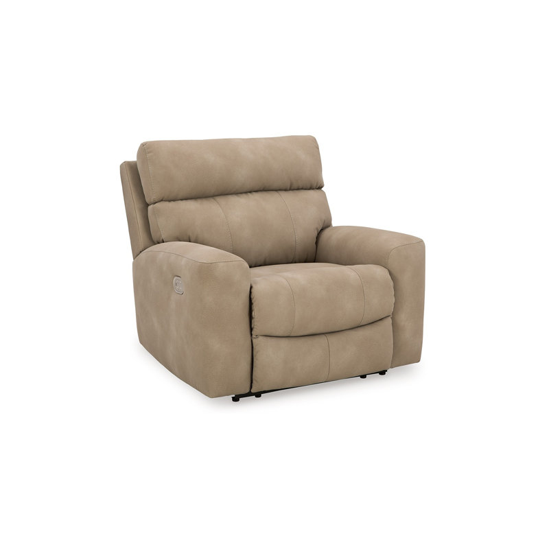Corbin Power Recliner Chair, Adjustable, USB Port, Faux Leather, Sand Brown, Sand Brown