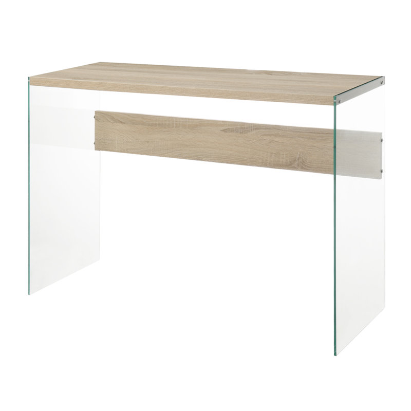 Allegonda 44'' Console Table with Glass Frame, Weathered White