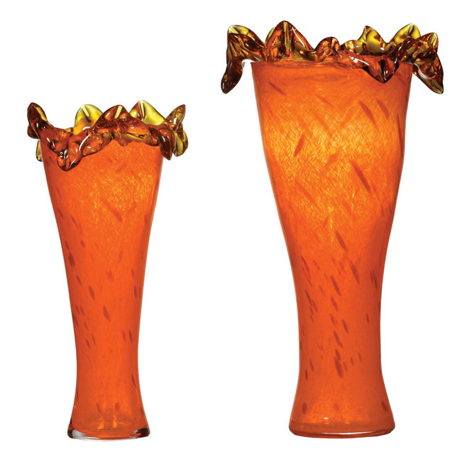 2 Piece Table Vase Set - Bright Orange