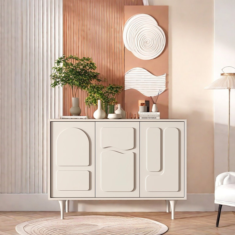 Modern Minimalist Sideboard Cabinet, Cream White