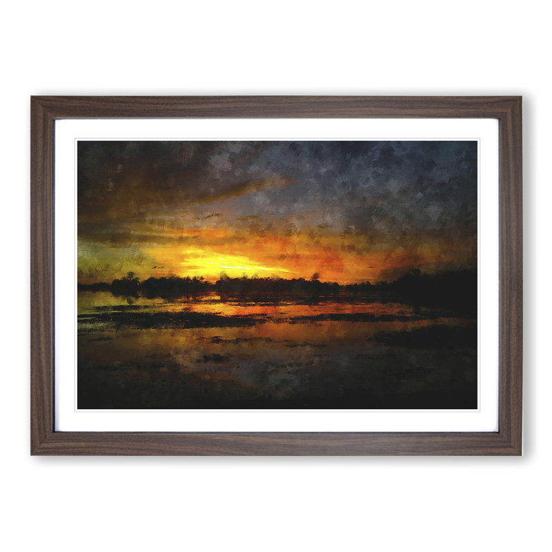 Sunset View Vol.3 - Picture Frame Painting, 36cm H x 48cm W x 2cm D, Walnut Framed