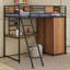 Lit mezzanine avec bureau et armoire-398663607
