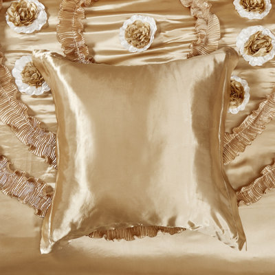Gold Satin Euro Sham with Flanged Edges