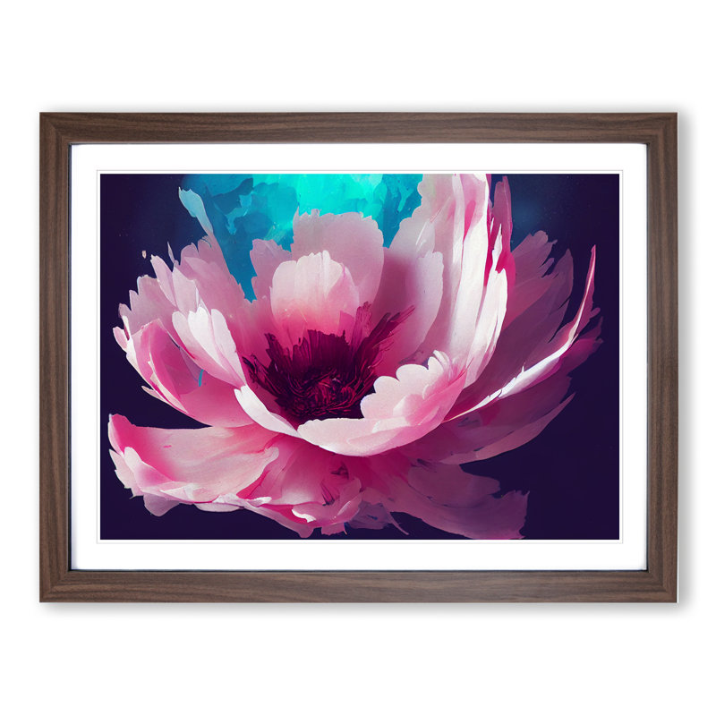 Dreamy Peony Flower Abstract - Single Picture Frame Print, 25cm H x 34cm W, Walnut
