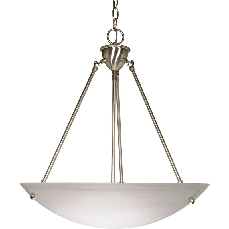 Soho Elegance Brushed Nickel 22.5" Alabaster Glass Bowl Pendant Light