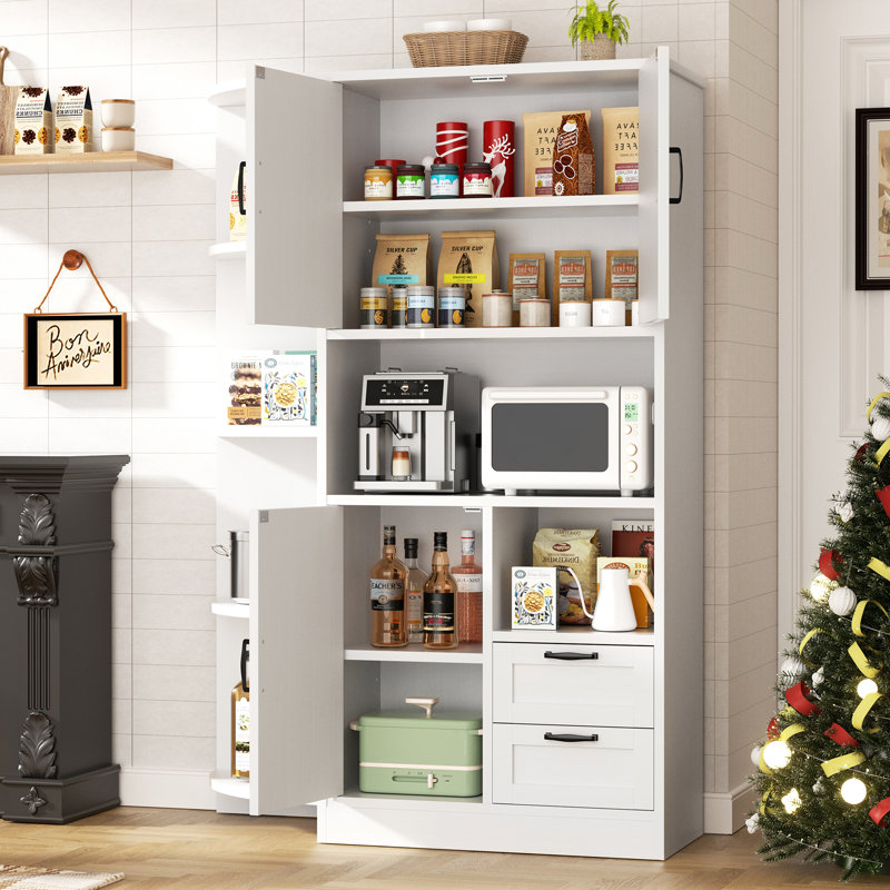 Armoire de cuisine avec rangement pour micro-ondes 60,4 po Mette, Blanc