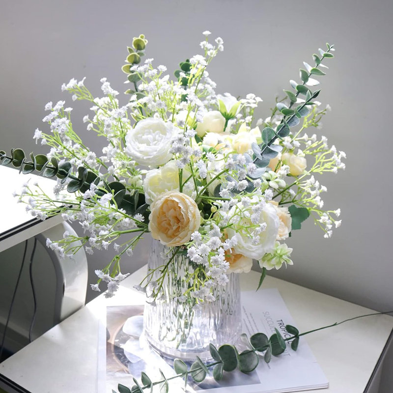 18 pièces de fleurs artificielles Babys Breath Fake Eucalyptus Leaves