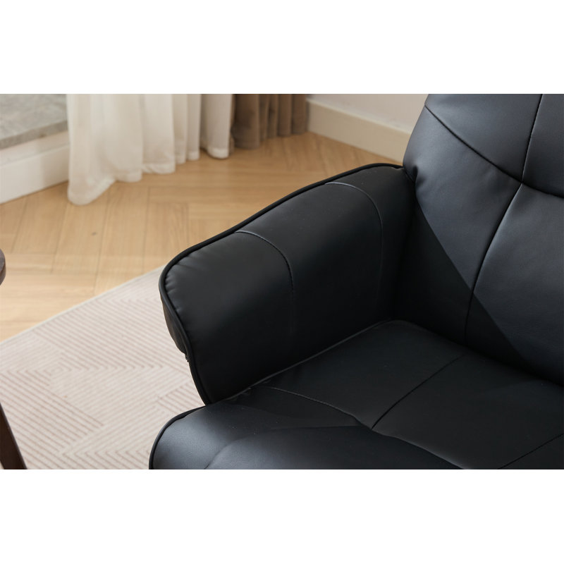 011-Fauteuil inclinable de massage avec repose-pieds, Noir, Noir