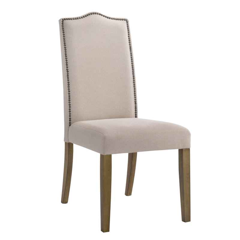 Maelynn 18'' H Linen Upholstered Dining Chair, Weathered Gray, Beige