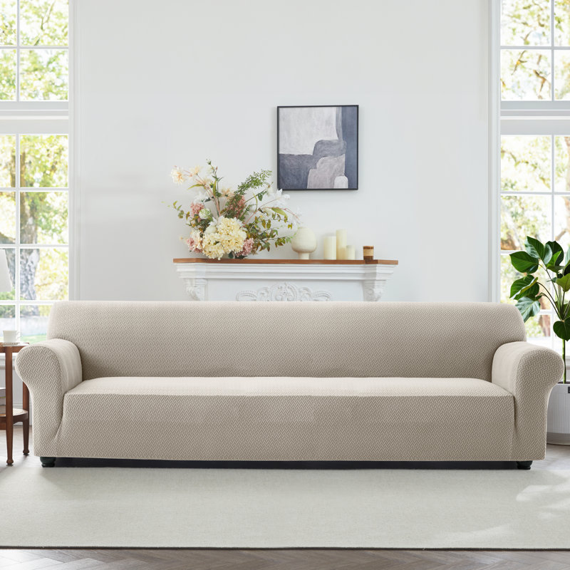 Luxury Stretchable Spandex Sofa Cover/Protector, 4 Seater, Beige