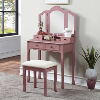 Sanlo Wooden Vanity Make Up Table And Stool Set