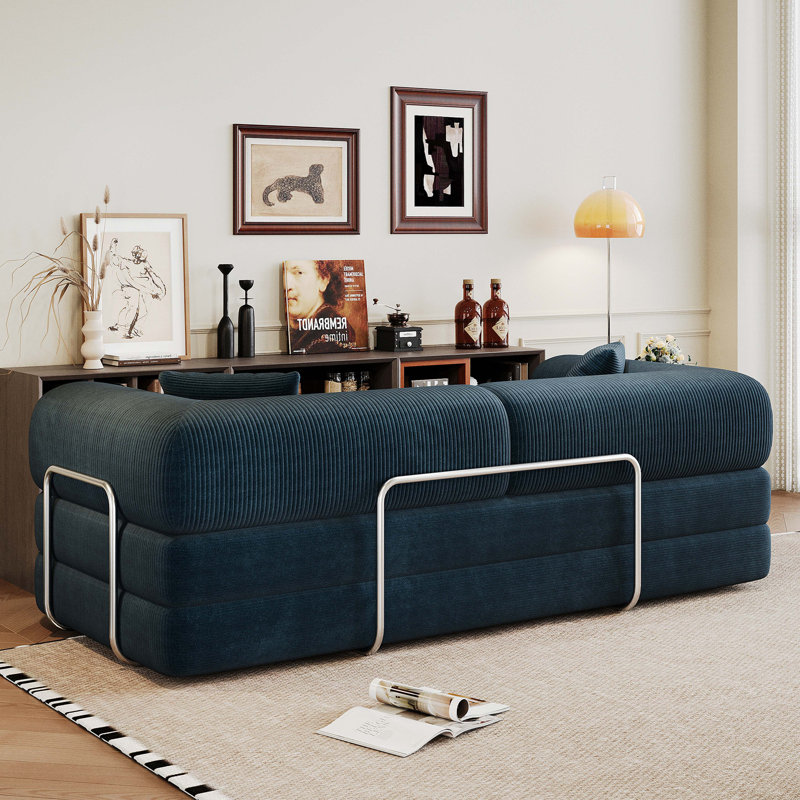 Canapé à compression de 78,8 po, canapé-lit convertible au sol avec accoudoirs avec dossier coussiné, canapé-lit à futon confortable, canapé modulaire désossé Loveseat, tissu en velours côtelé, pour le salon, la chambre à coucher