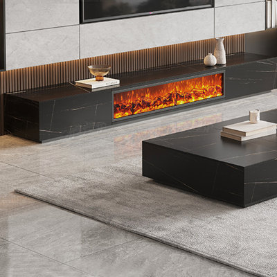 Italian minimalist LED simulated flame electronic fireplace floor cabinet