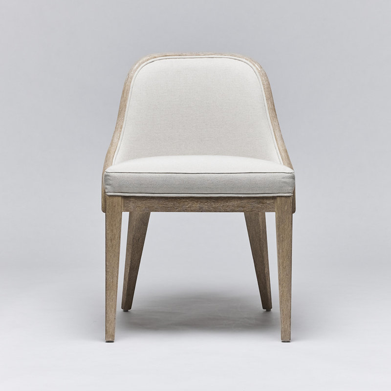 Chaise d'appoint rembourrée Siesta, Cérusé blanc, Tissage de lin blanc