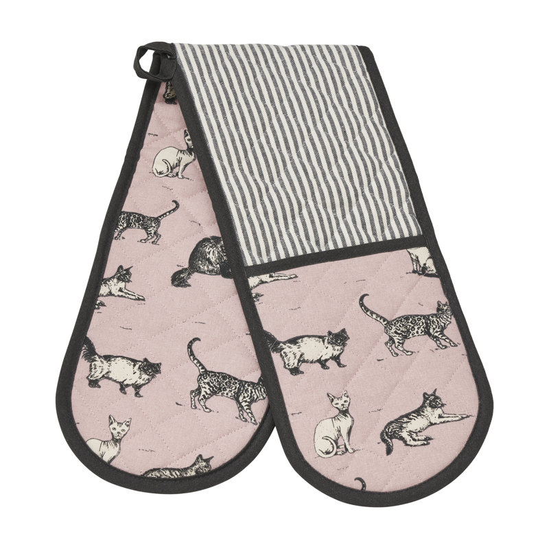 Penguin Home Cotton Oven Glove, Grey/Pink